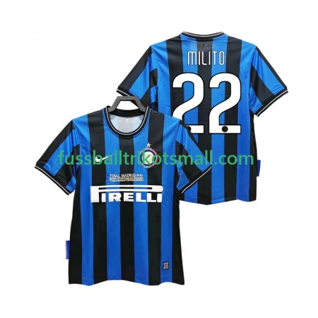 Fußballtrikots Inter Mailand MILITO 22 2009 2010 Retro Kurzarm Heimtrikotsatz kaufen